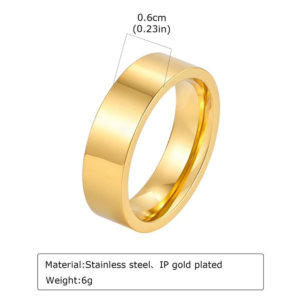 Anello Semplice Placcato Oro 18K Acciaio Inossidabile Liscio Anello di Fidanzamento Matrimonio per Coppia Impermeabile Gioiello per Dita Regalo per Uomini Donne
