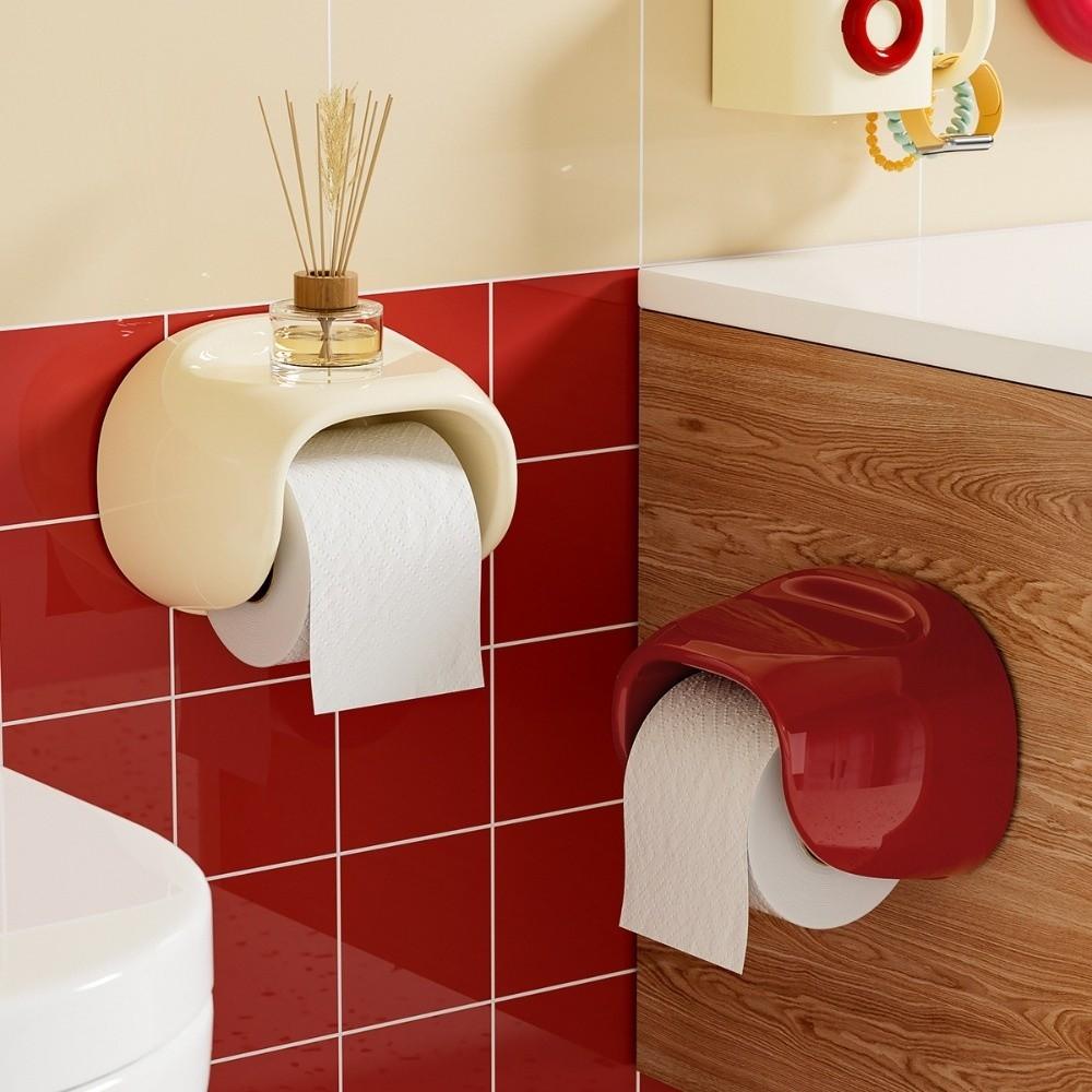 Wall Mounted Bathroom Roll Holder Plastic Toilet Paper Storage Box  Bathroom Organization Accessory