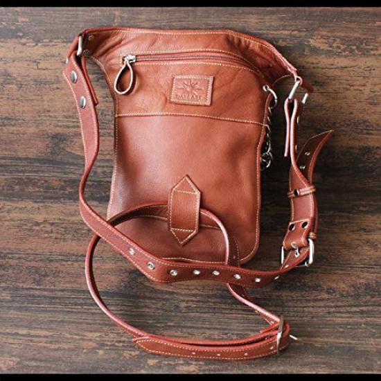 Waist Bag Leather Genuine Leather Riders Bag Biker Leg Bag Leg Belt Cowhide Calfskin [Days Art] Men's