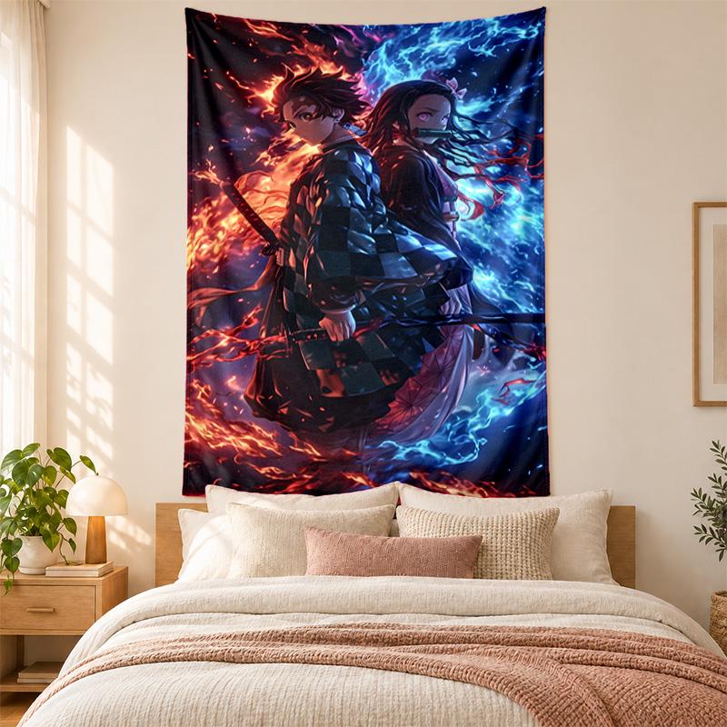 Akaza Demon Slayer Wandteppich hohe Qualität zur Dekoration von Wohnzimmer Schlafzimmer Studentenwohnheim Wänden ideal als Schlafzimmer Wandkunst oder Weihnachtsgeschenk