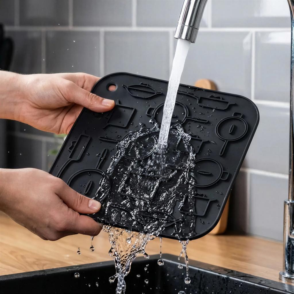 ANTI-SLIP SILICONE PROTECTIVE PAD FOR HOT POT, BLACK 17cm