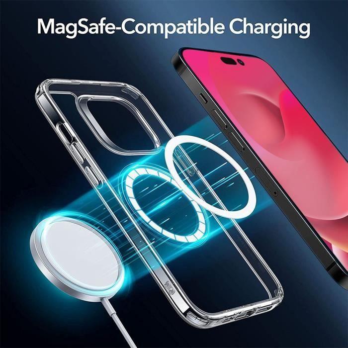 Coque pour iPhone 14 - Transparent - Antichoc - Cercle Magnétique - Compatible Chargeur Sans Fil