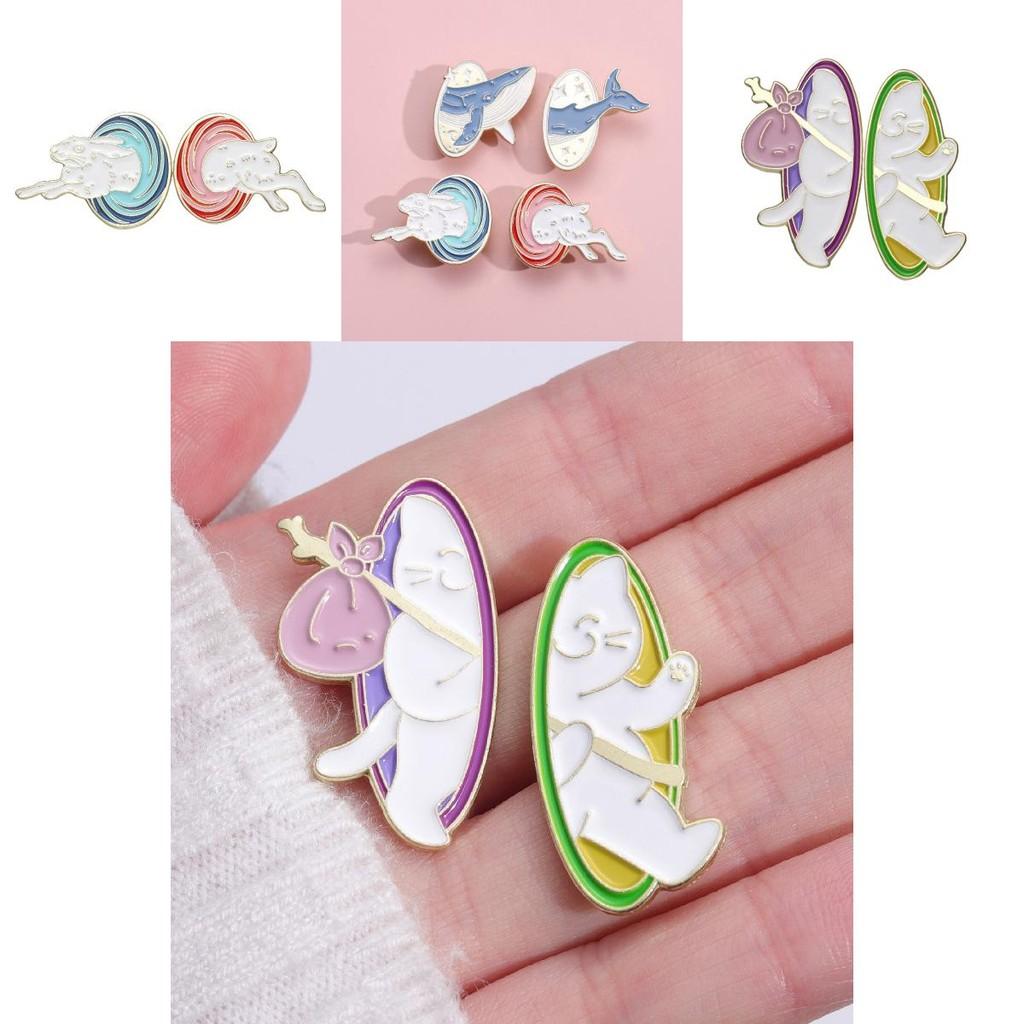 Cartoon Ocean Animal Metal Enamel Brooch Featuring Whimsical Whale Rabbit And Cat Designs For Stylish Fashion Accessories