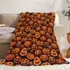 Comfortable Retro Halloween Themed Pumpkin and Bat Patterned Flannel Blanket Soft and Warm Multifunctional Ideal Gift Blankets