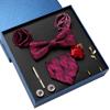 Pack of 9 Men's Floral Tie Set with Pocket Square Tie Clip Brooch Accessories for Formal Occasion Holiday Gift Supply