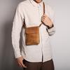 Men'S Genuine Leather Shoulder Small Backpack Crazy Horse Leather Simple Messenger Bag Cowhide Retro Mobile Phone Bag