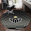 1PC round rug Black And White Stripes With Shield Printed Round Area Rug ,Rug For Home Office, Round Chair Rug,Carpet Fan gifts Christmas gift