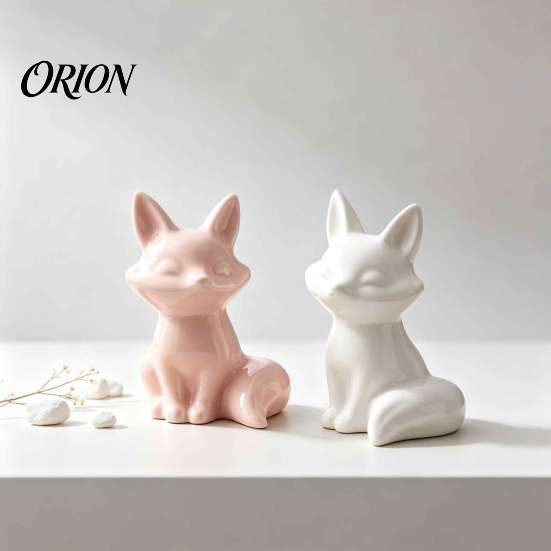 Luxury Home Accessories Ceramic Animal Figurine, Modern Minimalist Swan Fox Statue for Artistic Sculpture Wedding Cake Topper, Living Room,