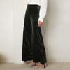 Ladies' Fashionable Commuting Velvet High Waisted Solid Color Wide Leg Pants