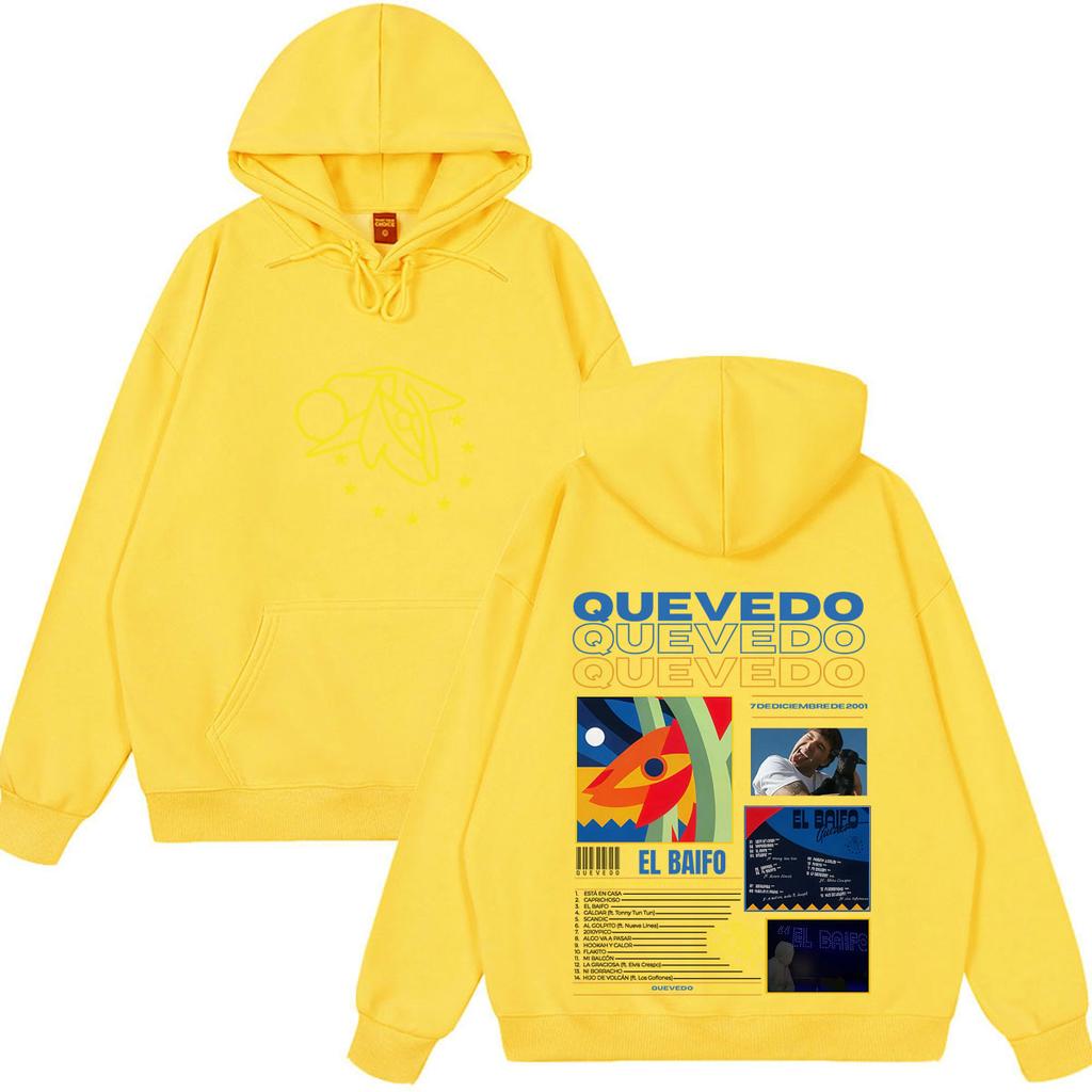 Quevedo El Baifo Sudadera con Estampado de Gira de Álbum para Hombre y Mujer Sudadera Vintage Otoño Invierno Holgada Casual Streetwear Pulóver