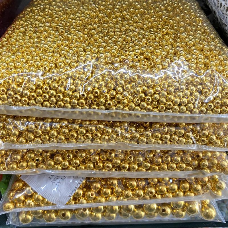

Круглые акриловые бусины с золотым покрытием, лот 4 мм 5 мм 6 мм 8 мм 10 мм 12 мм, аксессуары для изготовления украшений своими руками 4MM- 1000PCS