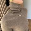 Women's High Neck Cashmere Turtleneck Pullover - 100% Wool Slim Fit Long Sleeve Sweater, Autumn/Winter Base Layer.