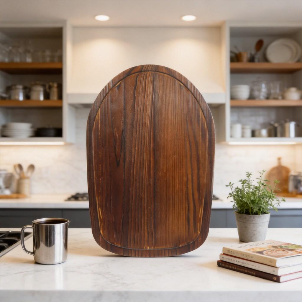Rustic Wooden Appliance Base With Non Slip Surface For Coffee And Tea Service