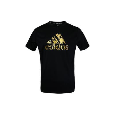 adidas T-shirt de sport à manches courtes et col rond avec imprimé logo lettre rétro Unisexe Tops Noir Or ADITSG2P-BG