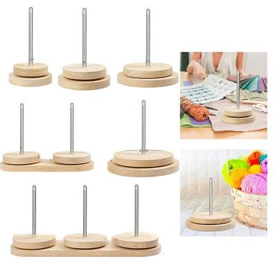 1/2/3 Steel Shaft Yarn Holder Wooden Thread Holder Yarn Rotating Tool Yarn Organization