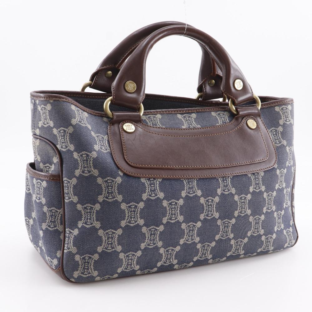 CELINE Boogie back Handbag Macadam Blue / Brown denim Women Used