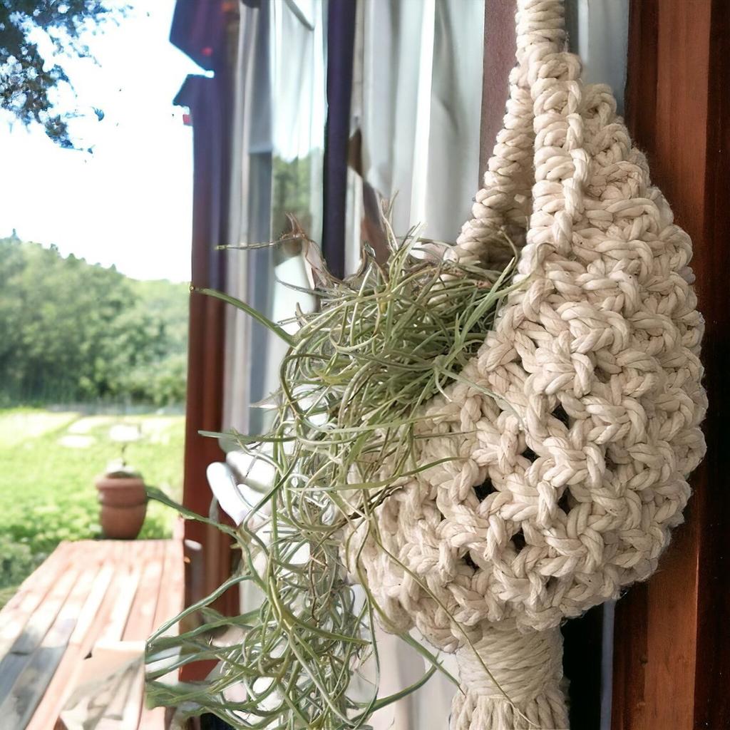 1 Pcs Hand-woven Bohemian Tapestry Net Air Plant Basket for Home Plant Decoration, Holiday Gift