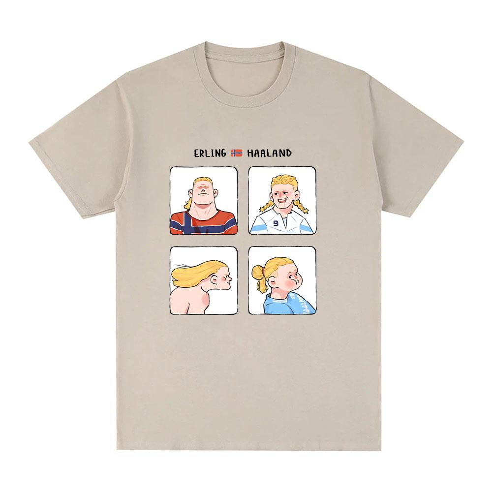 Koszulki z Memami o Haalandzie Zabawne Męskie Damskie Uroczy Nadruk Kreskówkowy Koszulka Codzienna Bawełniana Luźna Krótki Rękaw Letnie Topy Streetwear