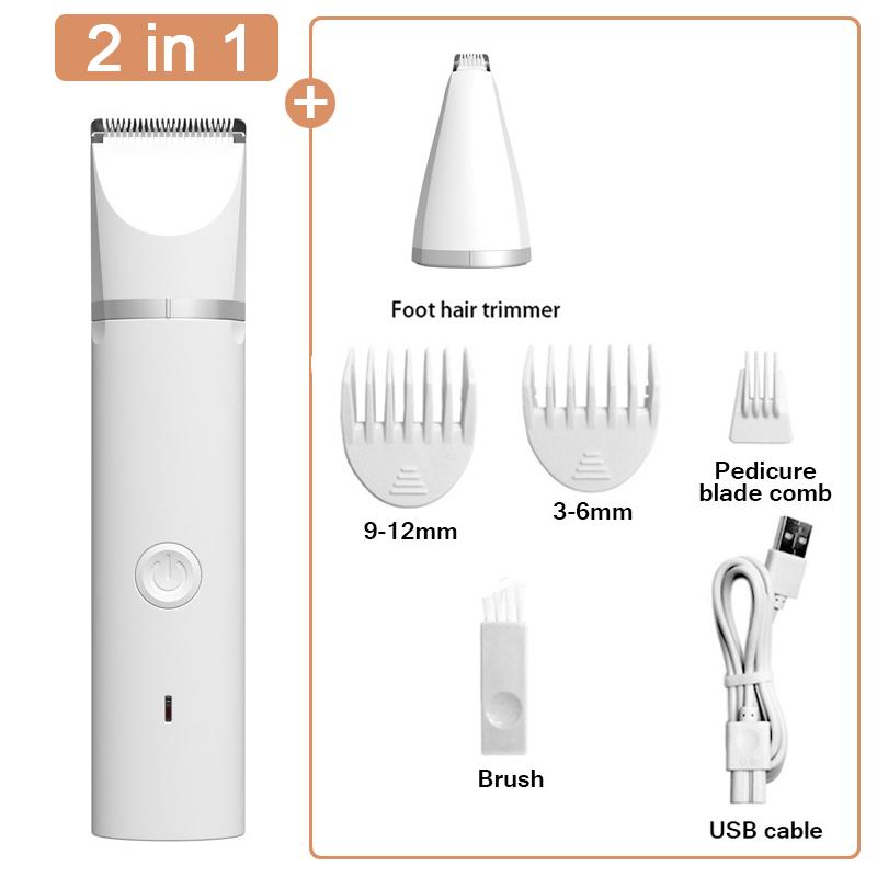 Dog Cat Hair Trimmer Paw Nail Grinder Pets Clippers Foot Cutter Low Noise Dog Grooming Machine USB Rechargeable Pet Hair Trimmer
