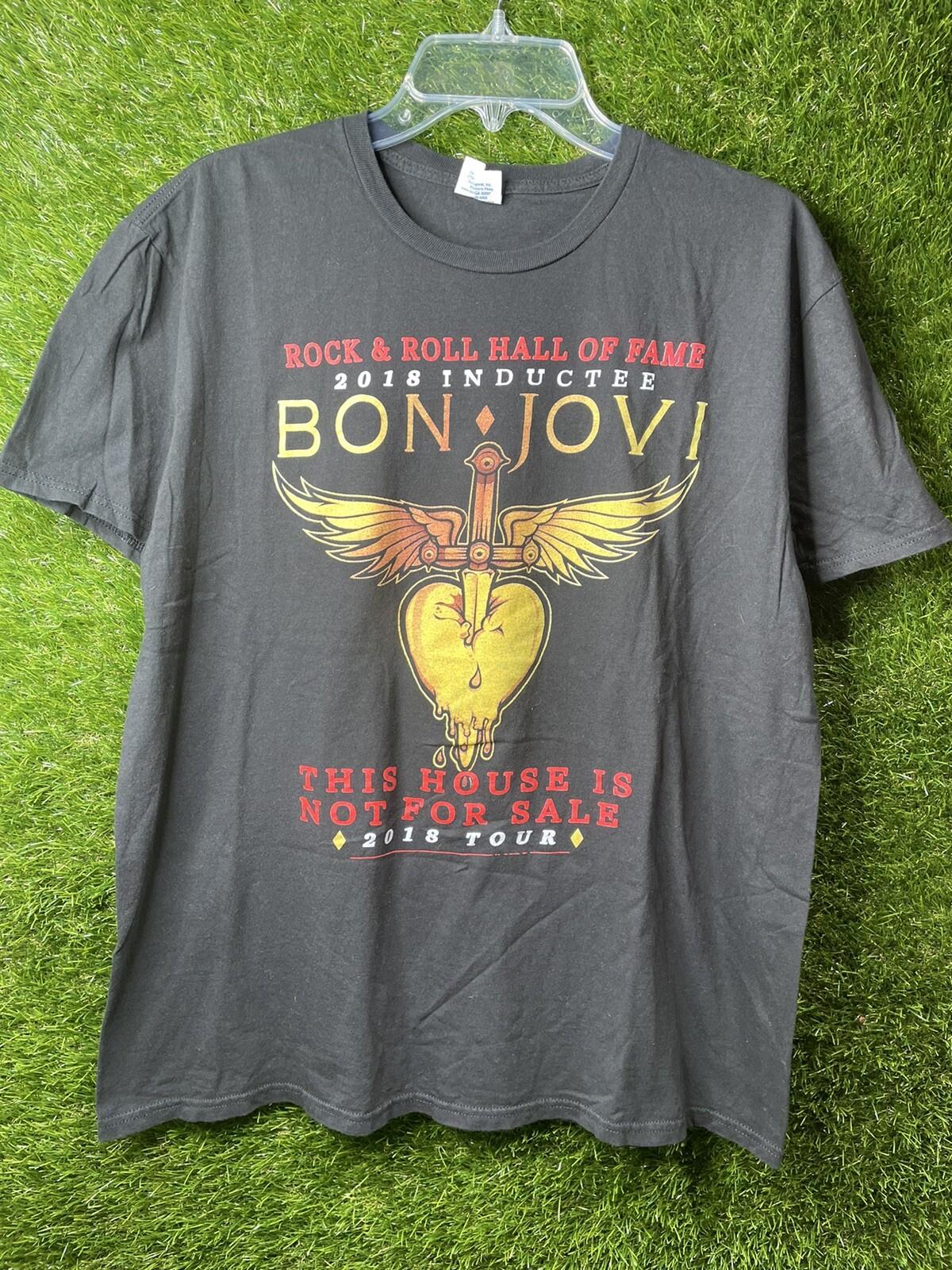 2018 Bon Jovi This House Is Not For Sale Tour Hall of Fame T-Shirt Size M Rare Unisex T-Shirt L