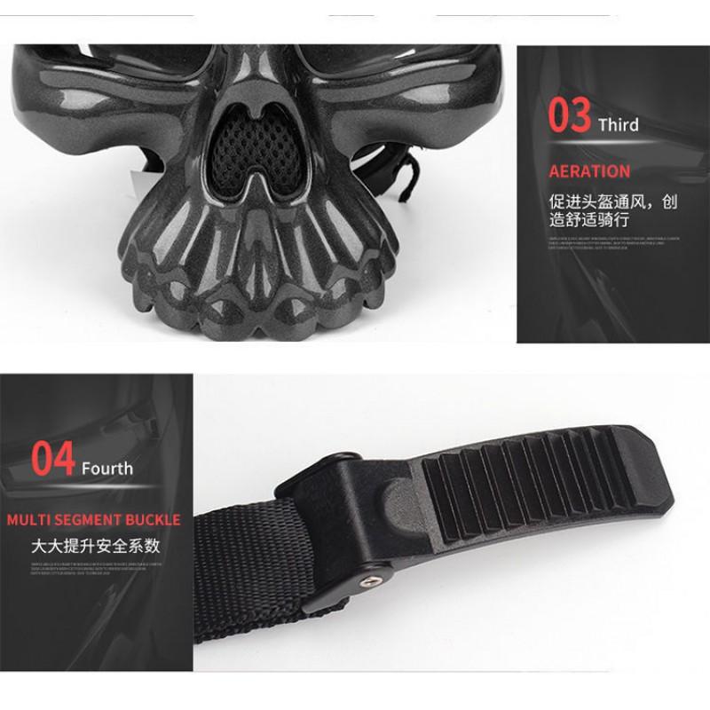 ABS Motorcycle Half Helmet With Reversible Skull Design Men Cycling Protective Gear Safety