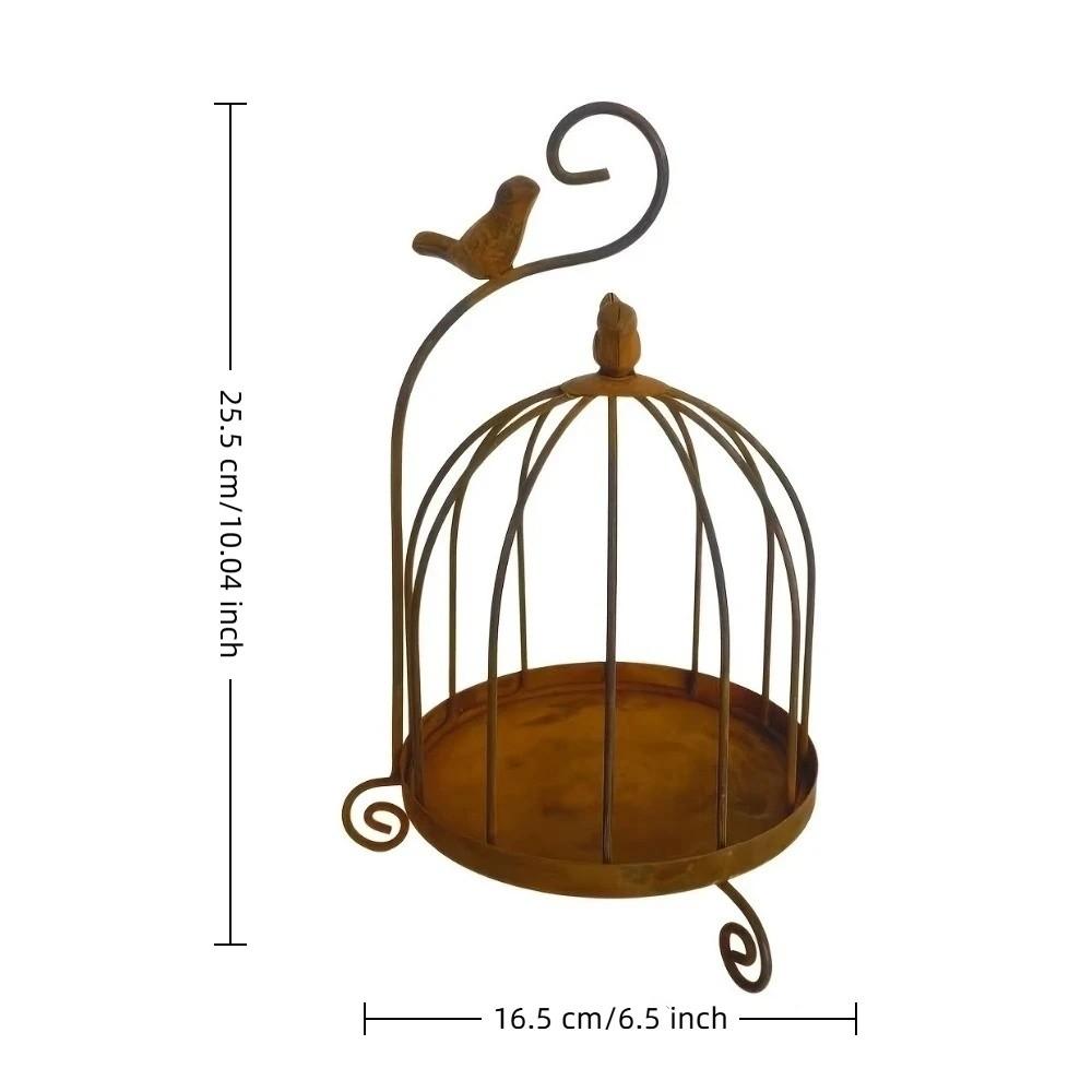 Large Capacity Bird Feeding Station Bird Cage Shape Bird Food Container Bird Rest Station Garden