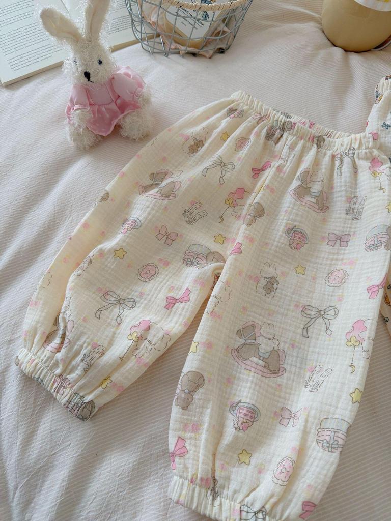 Ten-Color Cartoon Cotton Gauze Mosquito Repellent Pajama Pants for Boys & Girls - 100% Pure Cotton, Thin Summer Style