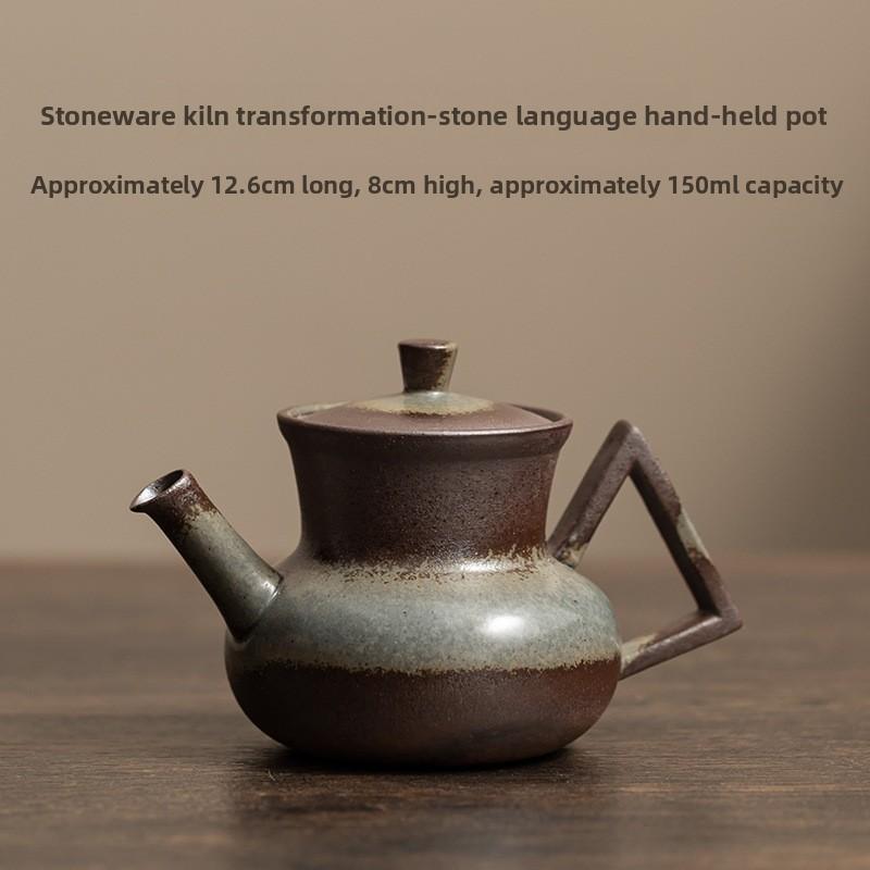 Original Mineral Rough Ceramic Teapot Handmade Wabi Sabi Style Old Rock Mud Chinese Retro Unglazed Single Pot Kung Fu Tea Set