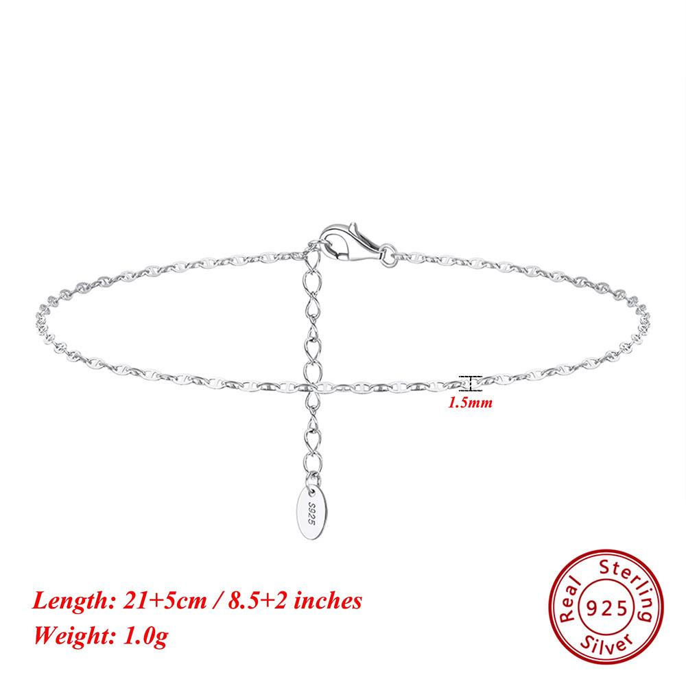 

Effie Queen 925 Pure Silver 14k Gold 1.3mm Mariner Chain Anklet Simple Jewelry for Women Summer Beach Party Birthdays Gift SA24
