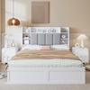 Modular Bed Double Bed, Open Shelf, Three Drawers with Castors, Metal Adult Handles, Storage Compartment Drop-Down Door, Pine Frame Soft