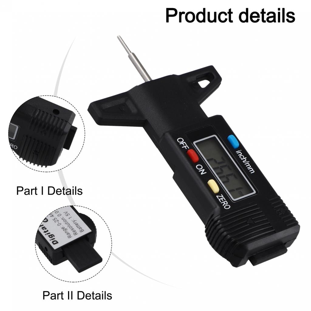 Fine Workmanship LCD Tire Tread Depth Measuring Gauge High Universality Fitment