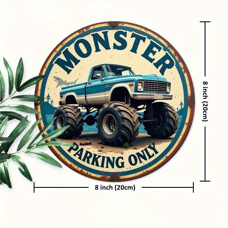 

2d Dlat 20*20cm, Retro Circular Wooden Sign, Monster Truck Parking Sign, Rural Wooden Wall Decoration for Home, Offices, Cafe, Bar, Porche, Bedroom. 20*20cm