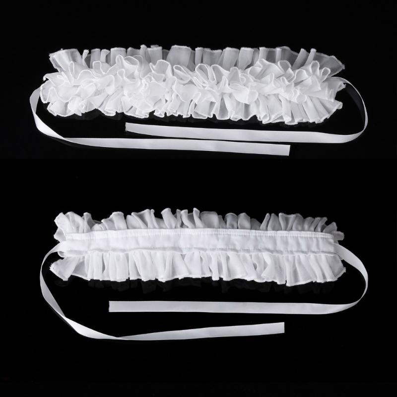 Elizabethan Ruffle False Collar Victorian Style Neck Ruff and Wrist Cuffs Set for Halloween Cosplay Costume Accessories