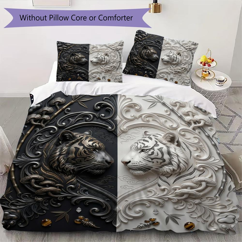 B&W Animals Pattern Bedding uilt Set uilt Cover Pillowcase Home Decoration Birthday Gift (1 * duvet cover + 2 * pillowcase without core)32