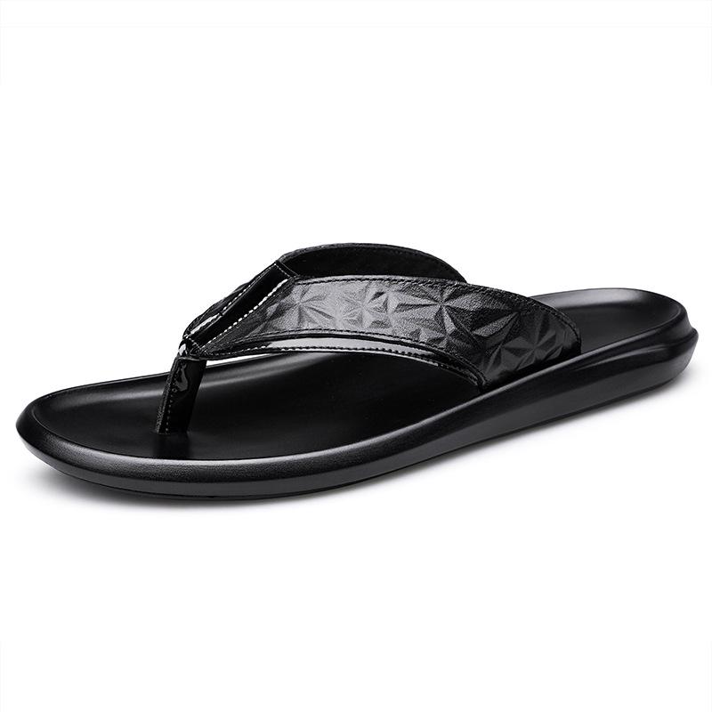 Infradito da uomo in vera pelle antiscivolo per esterni in pelle bovina: Sandali Infradito Casual Quotidiani con Suola Morbida