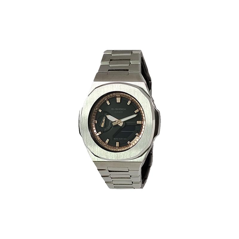Casio Customized Watch Modified Series Silver Stainless Steel Case Fashion Trend Waterproof 200 Meters GA-2100-1A1 Modifie GA-2100-1A1