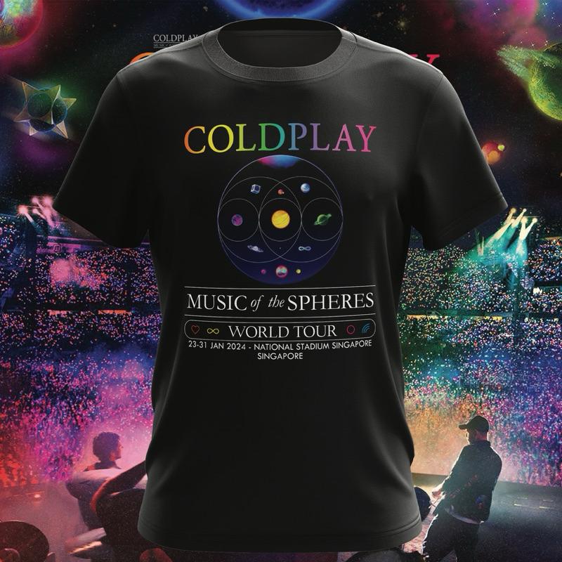 Coldplay Music of The Spheres World Tour 2025 T-Shirts aus Baumwolle, schweres, mentales Mode-T-Shirt mit Grafik, kurzärmelig, Unisex-Tops