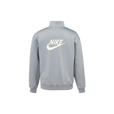 Nike Sweatshirtjacke mit Stehkragen und halbem Reißverschluss und Logo-Print, langärmelig, Herrenoberbekleidung, Kokosmilch-Grau, DQ4238-073