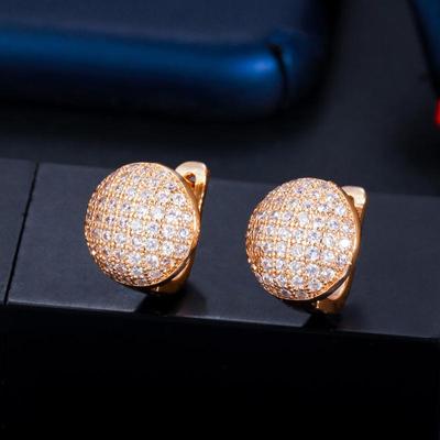 WWJ High Quality Cubic Zirconia Round Stud Earring for Ladies