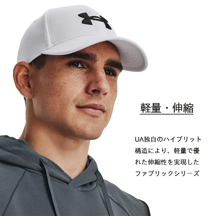 UNDER ARMOUR UA Blitzing Men's Adjustable Cap Hat Lightweight Stretch Baseball Cap with HeatGear Sweatband Size L Black White