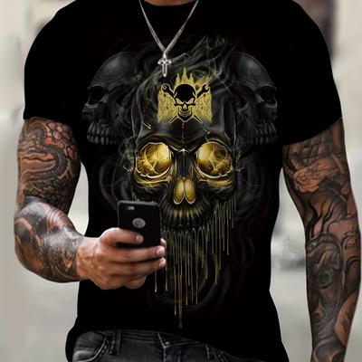 Übergröße Herren 3D Totenkopf Grafikdruck T-Shirt Für Sommer Halloween Herrenbekleidung