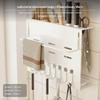 2Tier WallMounted Kitchen Knife Holder, NoDrill Storage Rack, MultiFunctional Single White