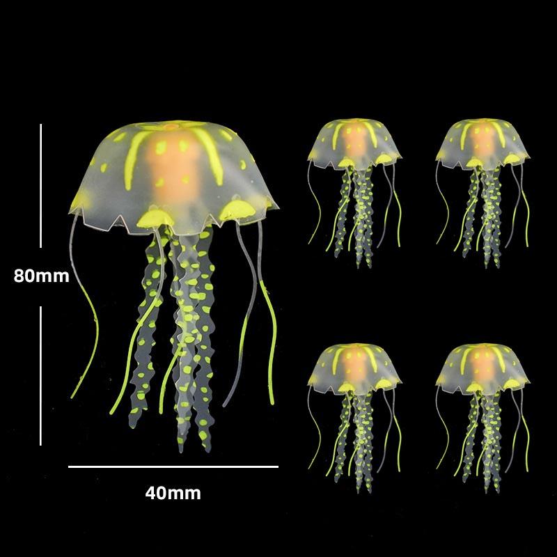 5/10 Piezas Medusas Brillantes con Ventosa Decoraciones para Acuario Medusas Brillantes Simuladas para Peceras Adecuado Varios Tanques