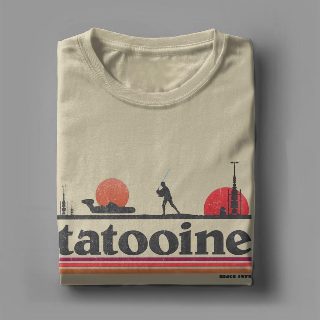 Planet Sky Tatooines T Shirt Men's 100% Cotton Novelty T-Shirts Round Neck Tee Shirt Short Sleeve Clothes Graphic