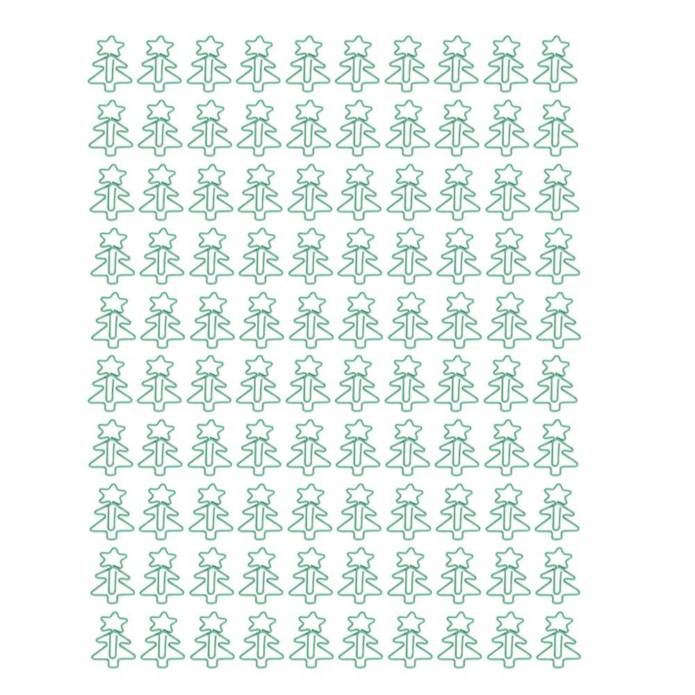 

100Pcs Christmas Tree Shape Fancy Paperclips Anti Slip Multi Purpose Small Paper Clips Cute Style Plastic-coated Metal