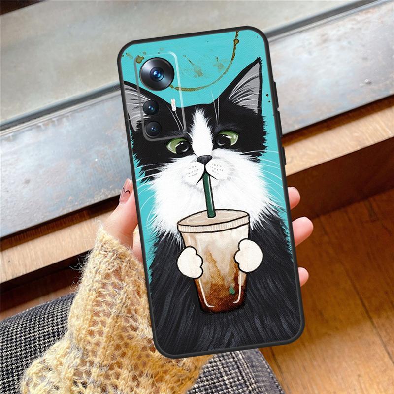 

Cute Animal Cat Coffee Cover For Xiaomi 15 Ultra 14 17 Pro Max 13T 14T 15T Pro POCO F7 F5 F6 X3 X5 X6 X7 Pro Case POCO X4 Pro 5G