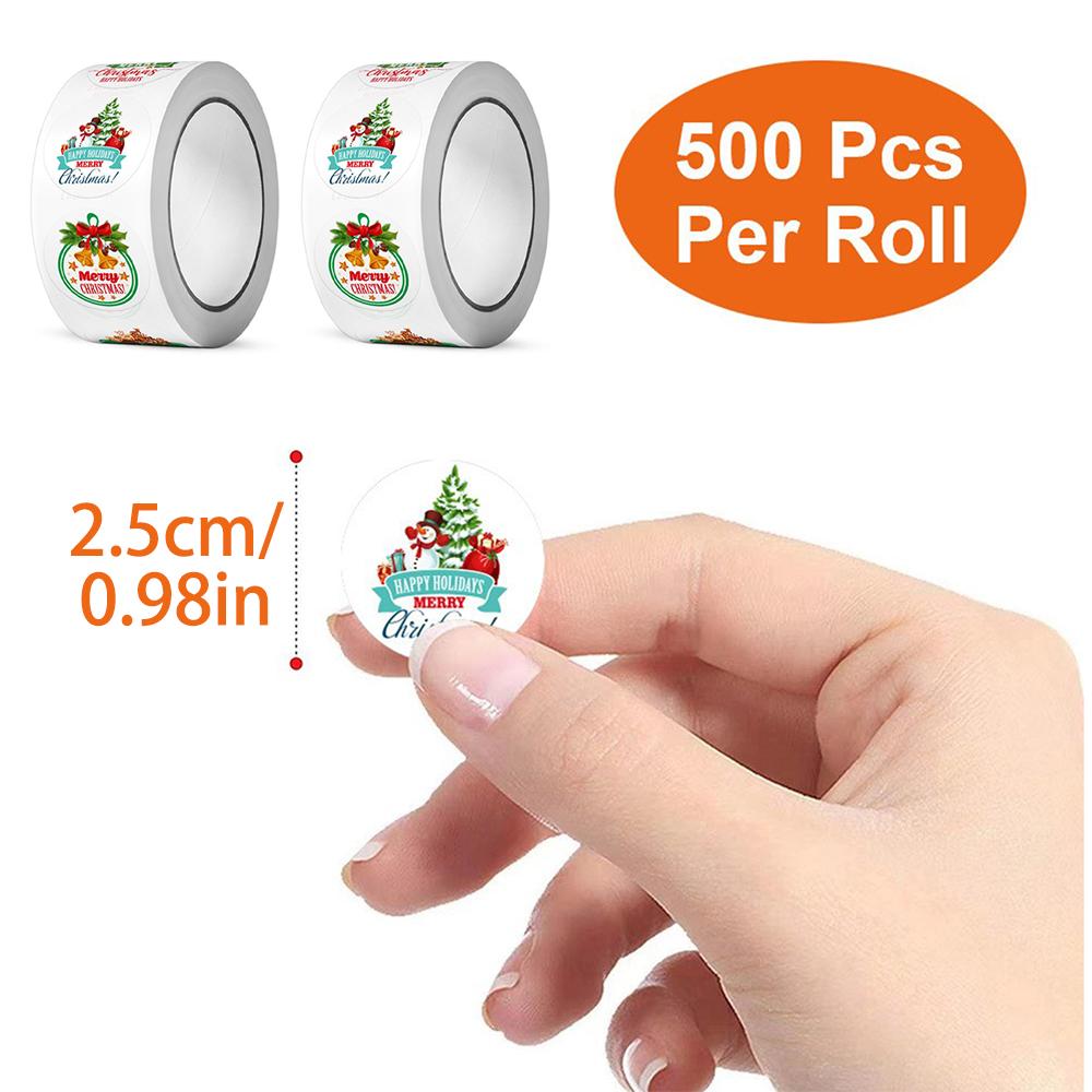 2roll 1000pcs Merry Christmas Stickers Gift Label Stickers Blessing Tags DIY Gift Wrapping Decorat Sealing Decal Christmas Decor