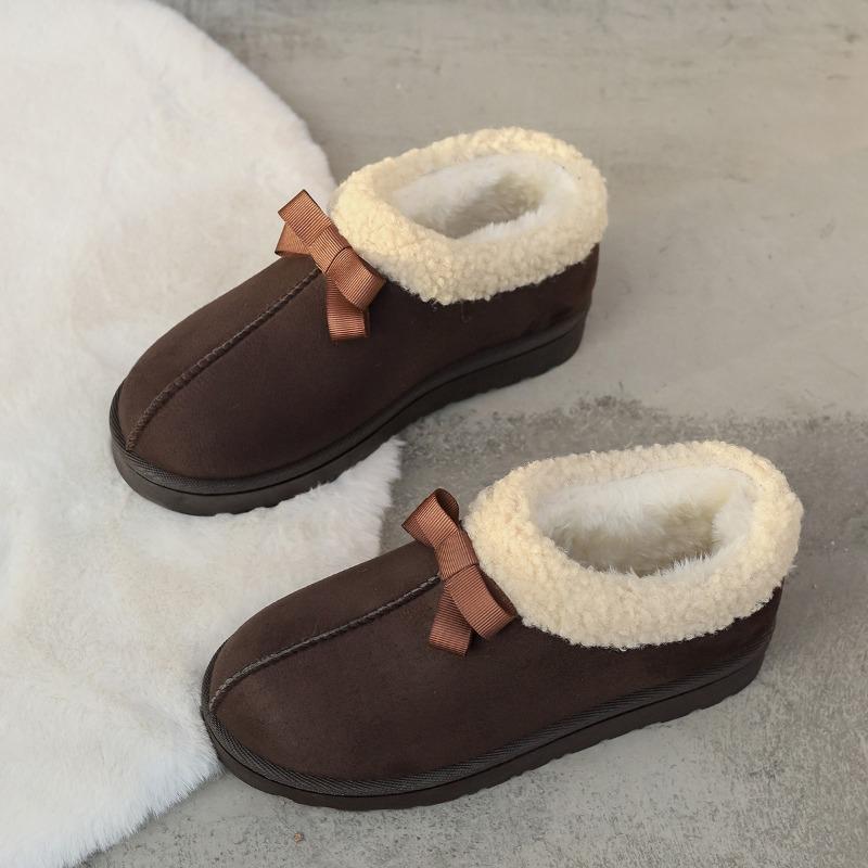 Neue Baumwollschuhe in Übergröße für Damen, Fleece-warme Flip-Top-Schneestiefel mit runder Zehenpartie