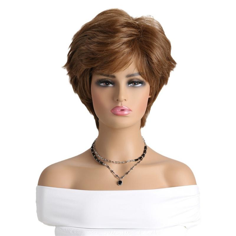 Perucas Sintéticas Curtas para Mulheres Peruca Auburn Corte Pixie Peruca Halloween Cosplay Festa Fantasia Penteados Naturais