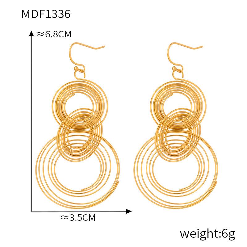 

Стильные серьги-кольца с многослойным дизайном, покрытые золотом - Женские крупные эффектные подвески